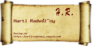 Hartl Radvány névjegykártya